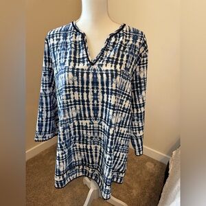 Chico’s Blue and White Women's Tunic Top